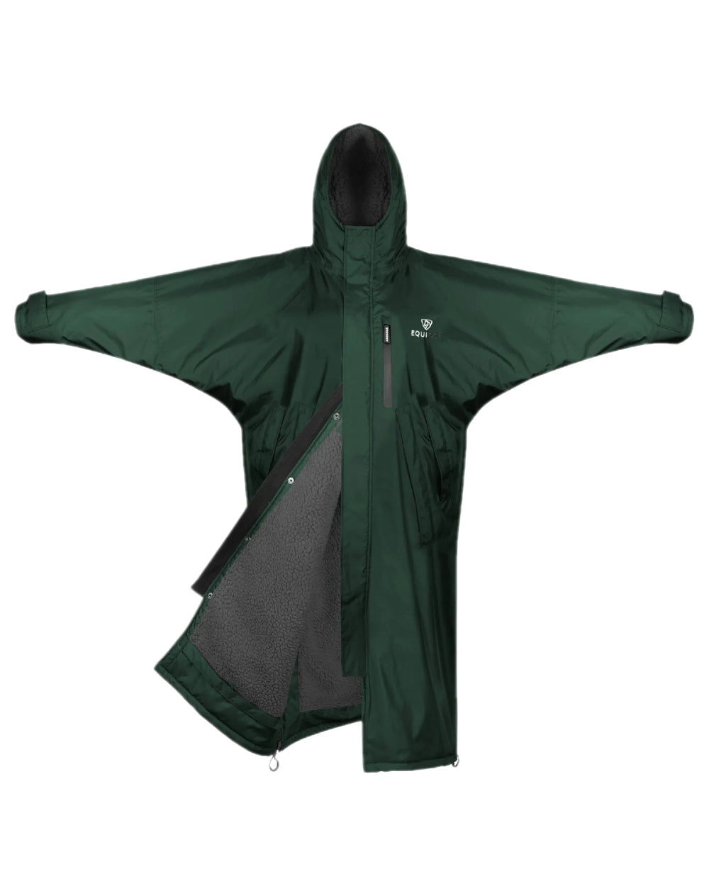 Black Forest Green Grey Coloured Equidry Childrens Evolution Thick Fleece Hood on white background 