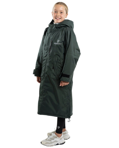 Black Forest Green Grey Coloured Equidry Childrens Evolution Thick Fleece Hood on white background 