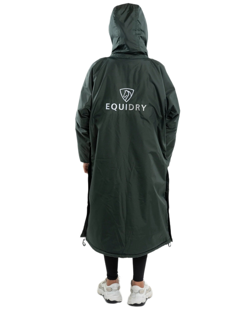 Black Forest Green Grey Coloured Equidry Childrens Evolution Thick Fleece Hood on white background 