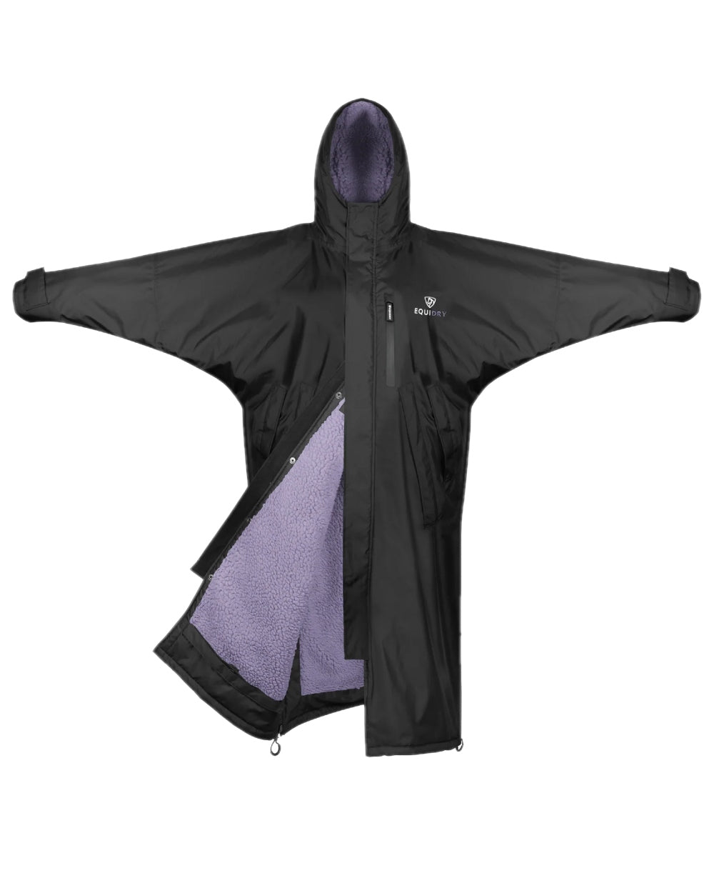 Black Lilac Coloured Equidry Childrens Evolution Thick Fleece Hood on white background 
