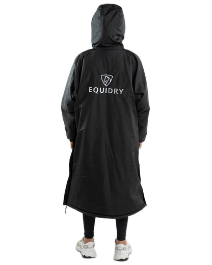 Black Coloured Equidry Childrens Evolution Thick Fleece Hood on white background 