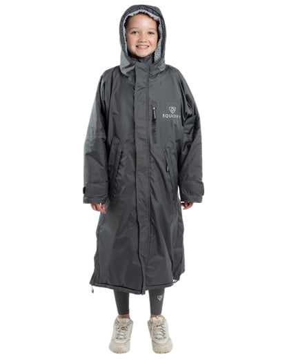 Charcoal Grey Coloured Equidry Childrens Evolution Thick Fleece Hood on white background 