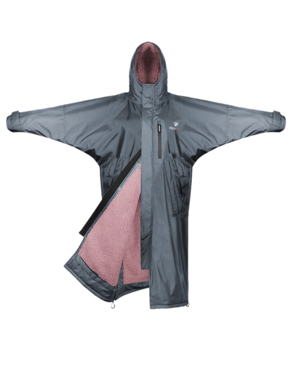 Grey Pale Pink Coloured Equidry Childrens Evolution Thick Fleece Hood on white background 