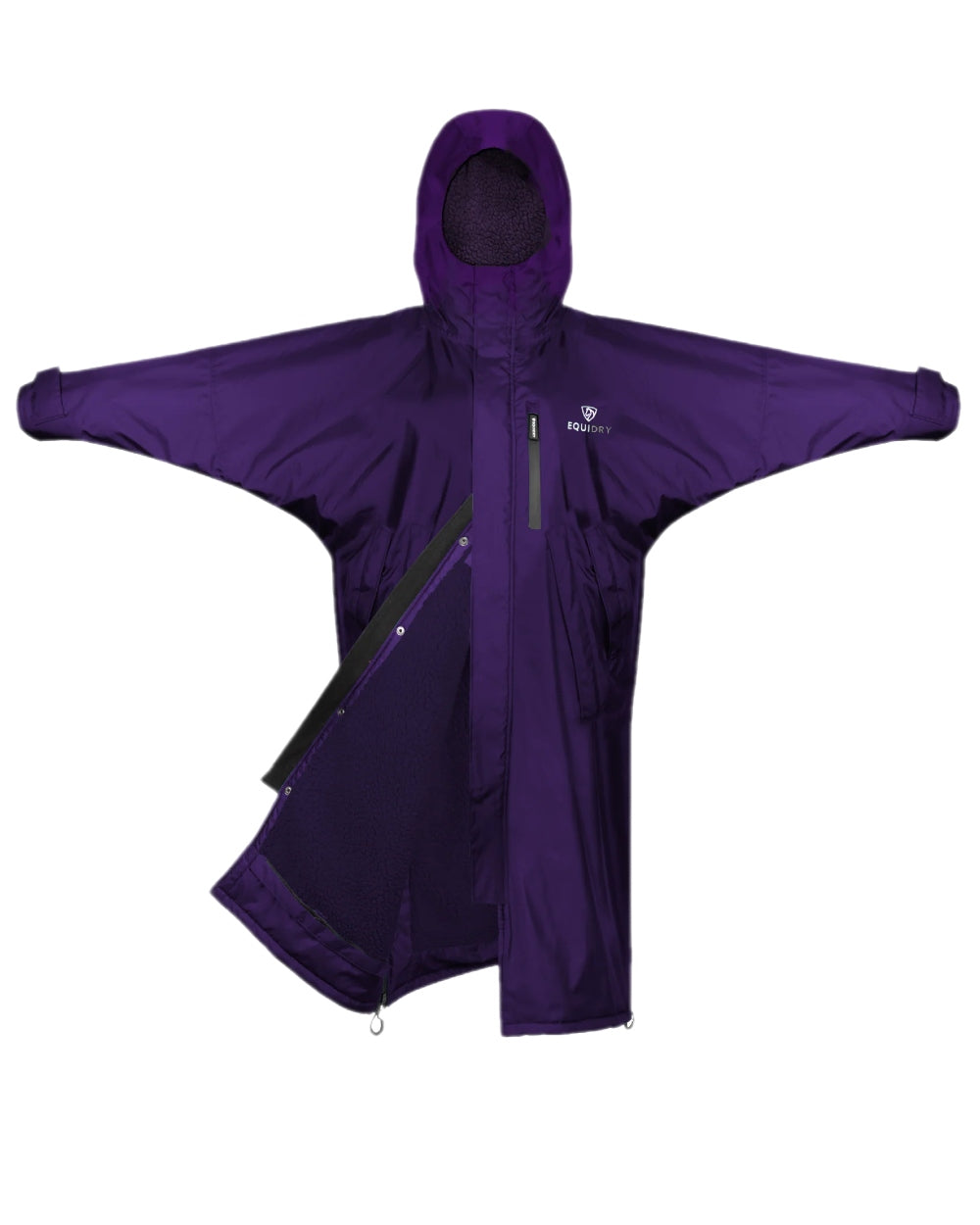 Purple Coloured Equidry Childrens Evolution Thick Fleece Hood on white background 