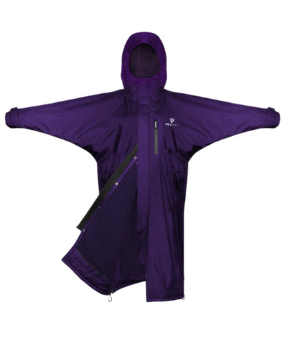 Purple Coloured Equidry Childrens Evolution Thick Fleece Hood on white background 