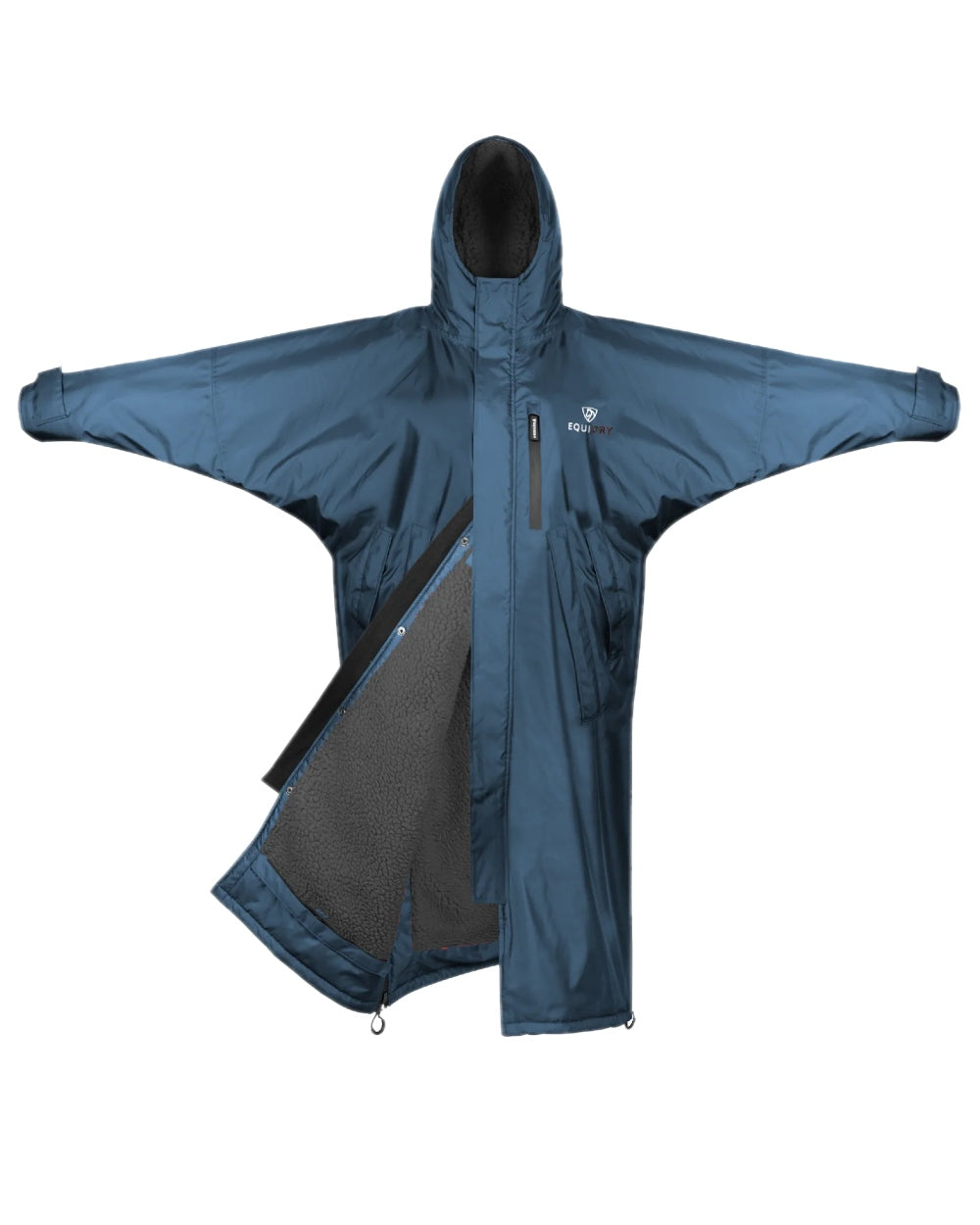 Steel Blue Grey Coloured Equidry Childrens Evolution Thick Fleece Hood on white background 