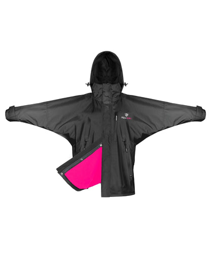 Black Peacock Pink coloured Equidry Childrens Shortie Jacket on white background 