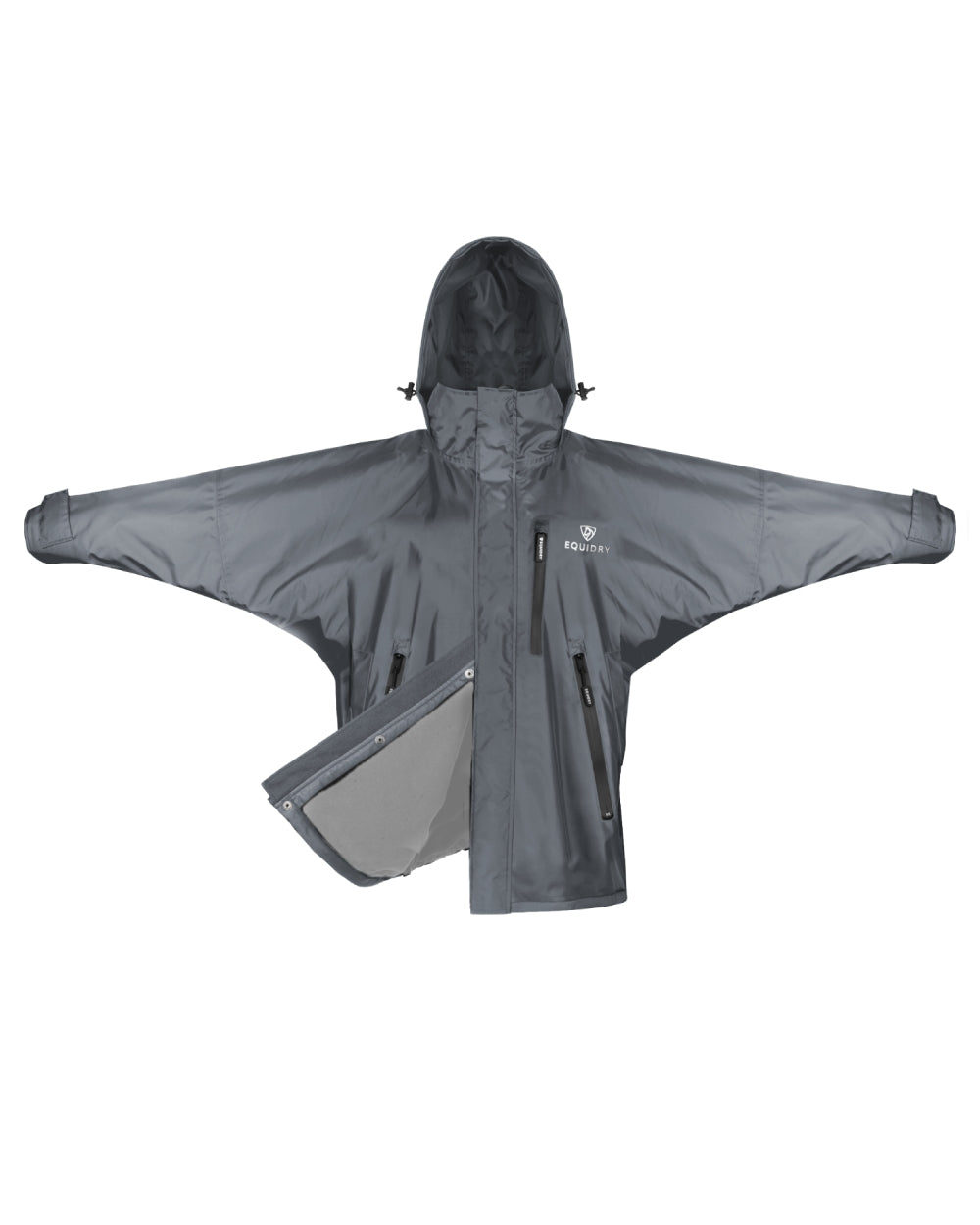 Charcoal Grey coloured Equidry Childrens Shortie Jacket on white background 