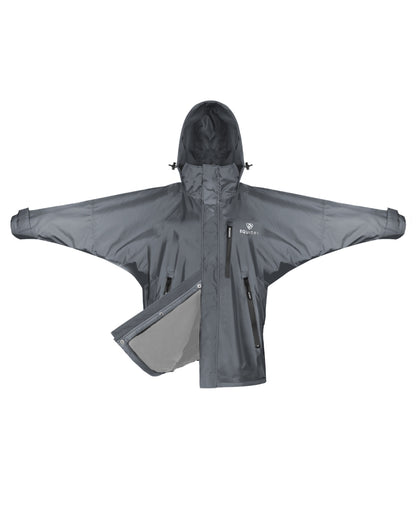 Charcoal Grey coloured Equidry Childrens Shortie Jacket on white background 