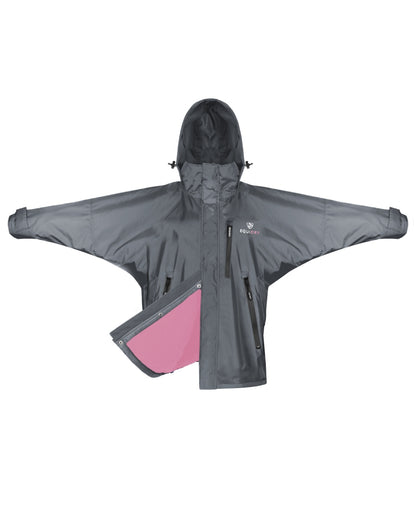 Charcoal Penelope Pink coloured Equidry Childrens Shortie Jacket on white background 