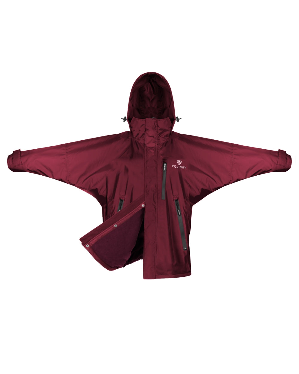 Plum coloured Equidry Childrens Shortie Jacket on white background 