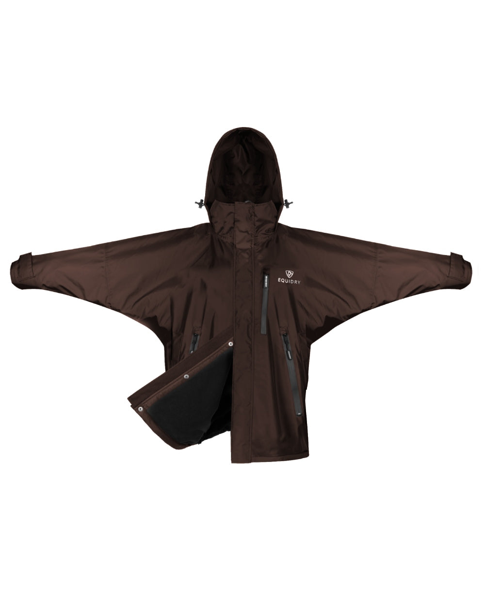 Rich Brown coloured Equidry Childrens Shortie Jacket on white background 