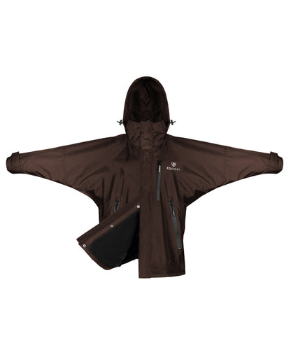 Rich Brown coloured Equidry Childrens Shortie Jacket on white background 