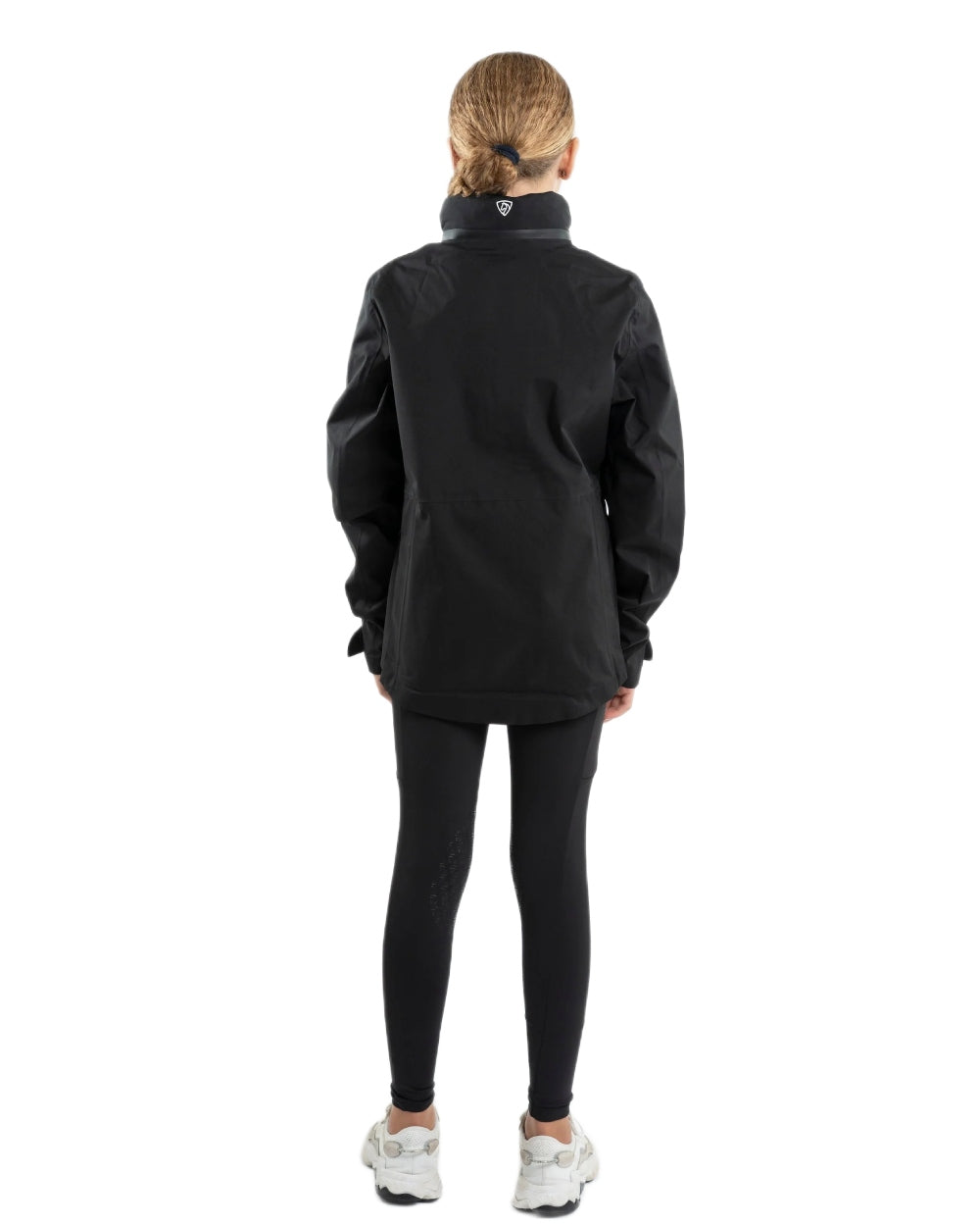 Black coloured Equidry Childrens Varsha Waterproof Jacket on white background 