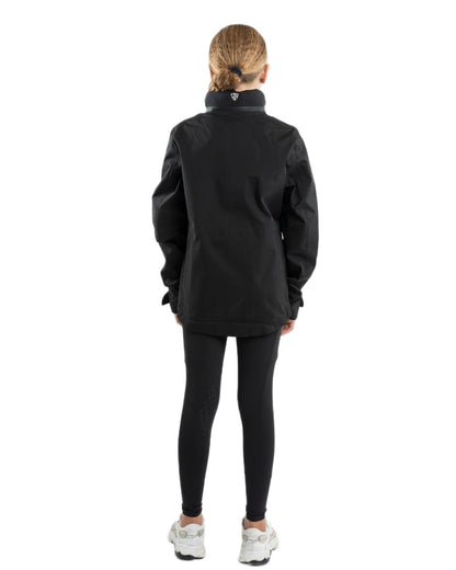 Black coloured Equidry Childrens Varsha Waterproof Jacket on white background 