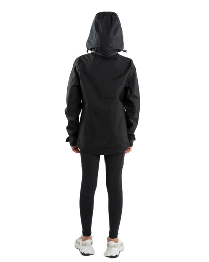 Black coloured Equidry Childrens Varsha Waterproof Jacket on white background 