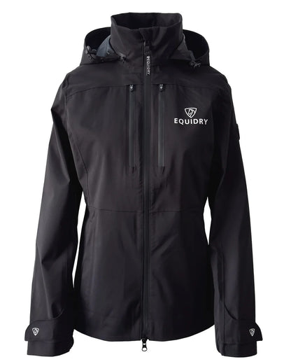 Black coloured Equidry Childrens Varsha Waterproof Jacket on white background 