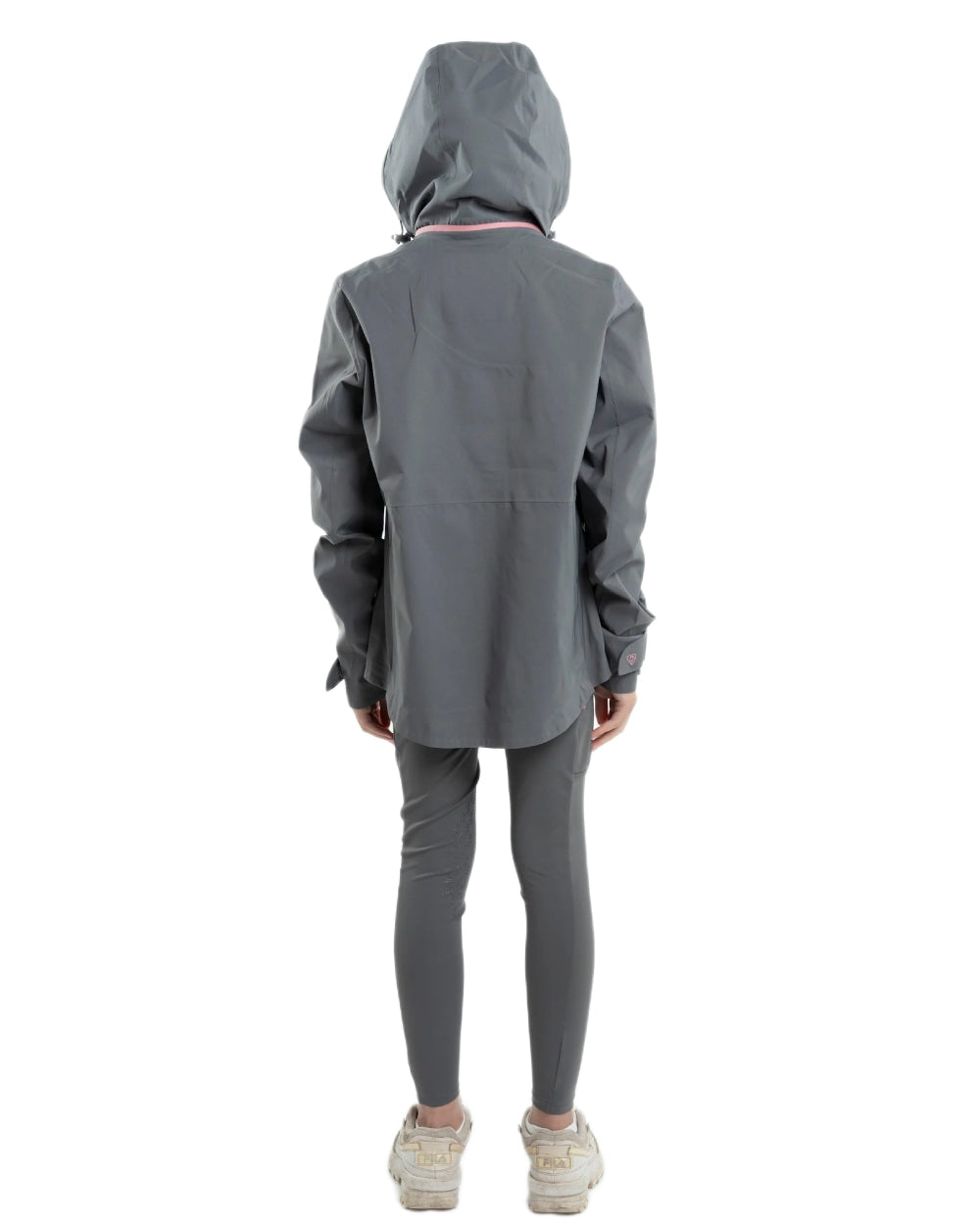 Charcoal Pink Equidry Childrens Varsha Waterproof Jacket on white background 