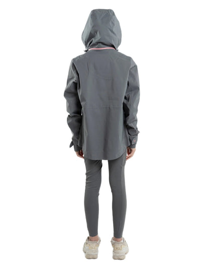 Charcoal Pink Equidry Childrens Varsha Waterproof Jacket on white background 