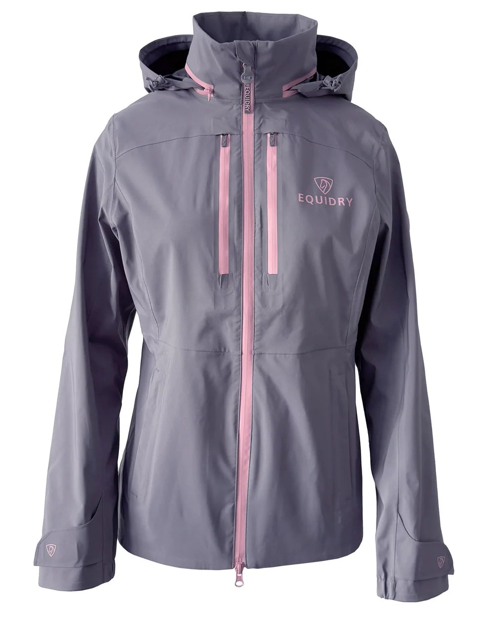 Charcoal Pink Equidry Childrens Varsha Waterproof Jacket on white background 