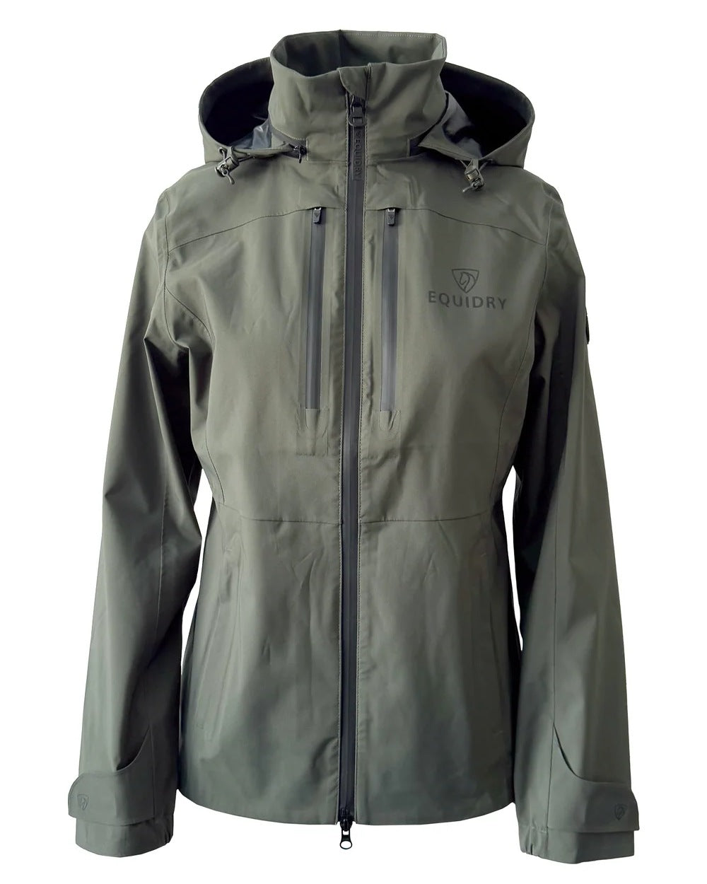 Khaki Equidry Childrens Varsha Waterproof Jacket on white background 
