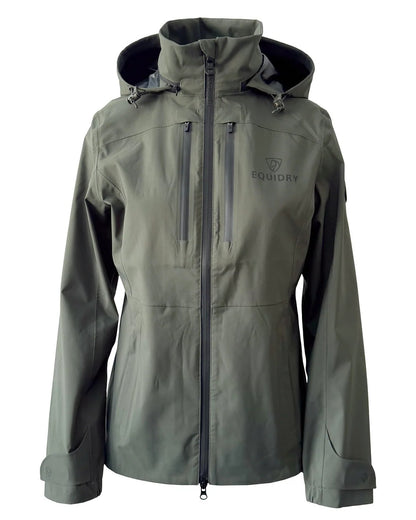 Khaki Equidry Childrens Varsha Waterproof Jacket on white background 