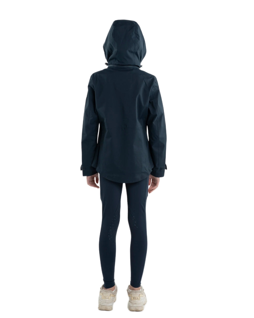 Navy Equidry Childrens Varsha Waterproof Jacket on white background 