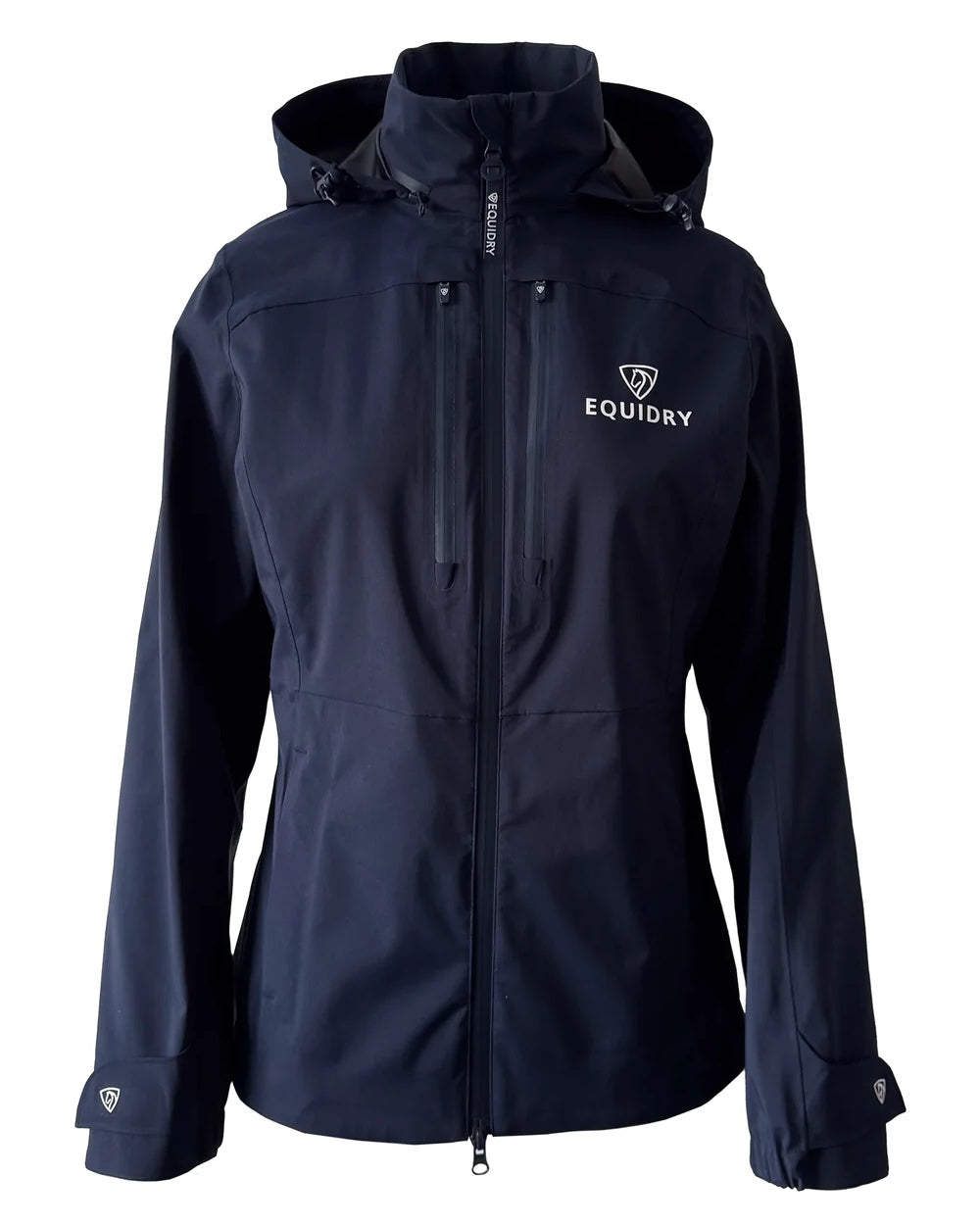 Navy Equidry Childrens Varsha Waterproof Jacket on white background 