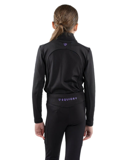 Black Lilac Coloured Equidry Childrens Water Repellent Base Layer on white background 