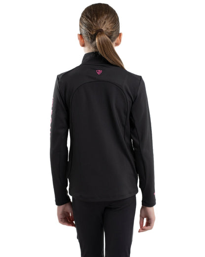 Black Peacock Pink Coloured Equidry Childrens Water Repellent Base Layer on white background 