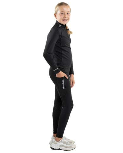 Black White Coloured Equidry Childrens Water Repellent Base Layer on white background 