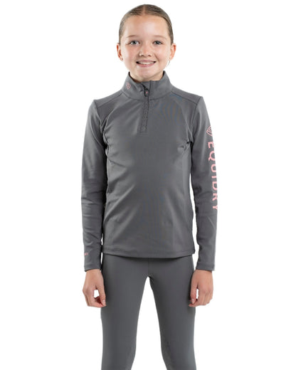 Grey Pale Pink Coloured Equidry Childrens Water Repellent Base Layer on white background 