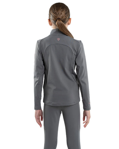 Grey Pale Pink Coloured Equidry Childrens Water Repellent Base Layer on white background 