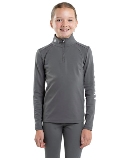 Grey White Coloured Equidry Childrens Water Repellent Base Layer on white background 