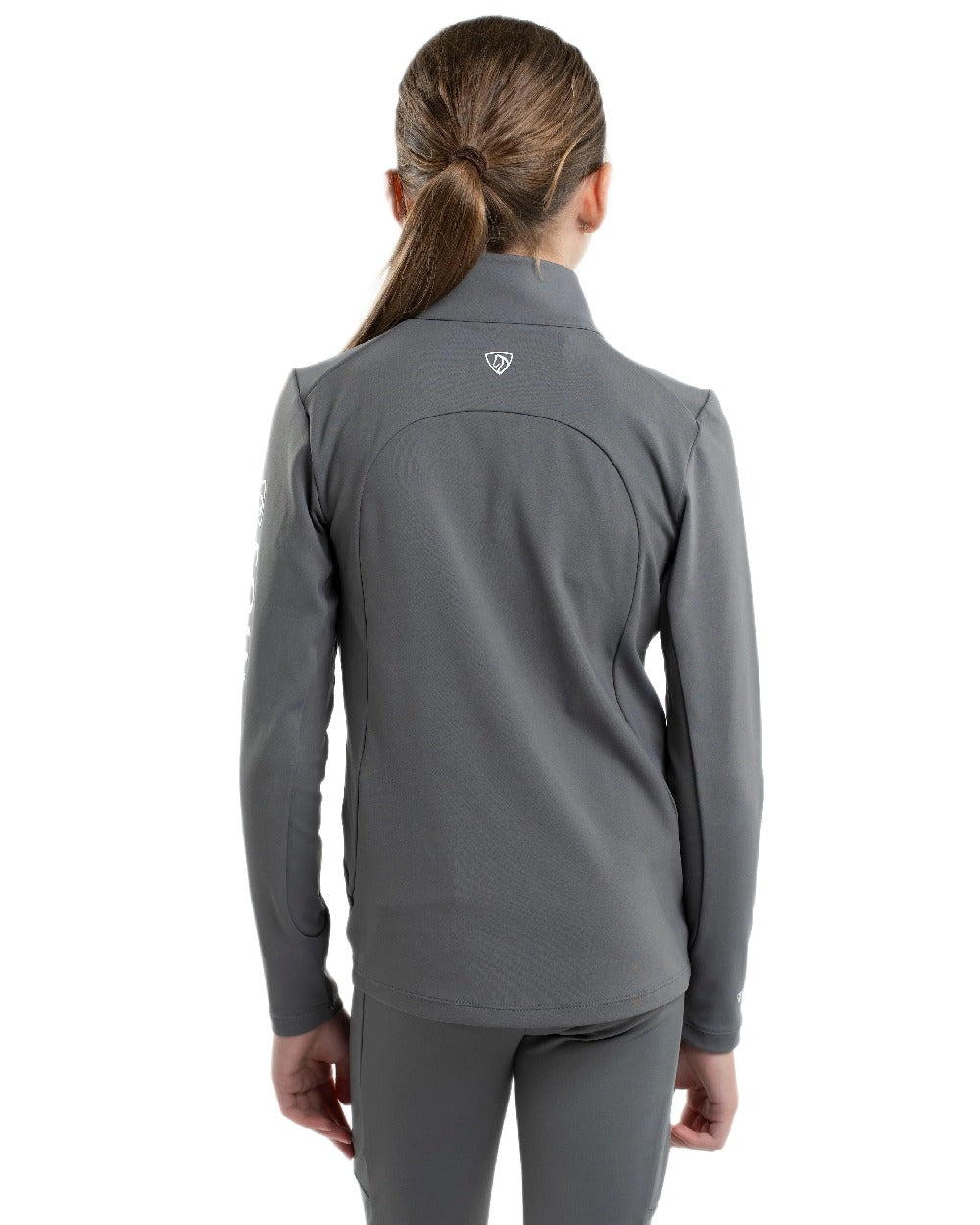Grey White Coloured Equidry Childrens Water Repellent Base Layer on white background 