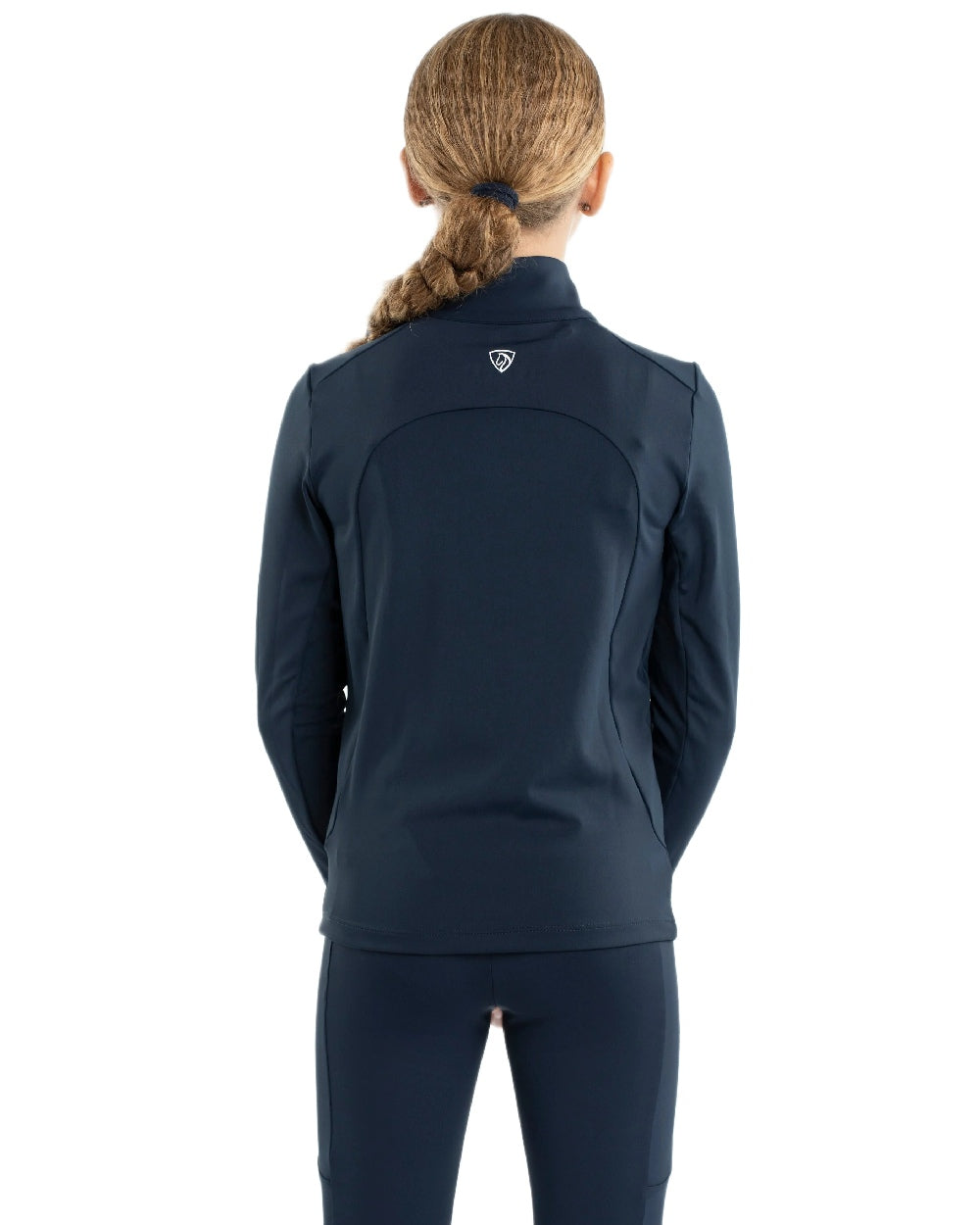 Navy White Coloured Equidry Childrens Water Repellent Base Layer on white background 