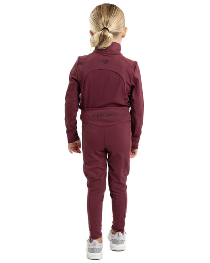 Plum Black Coloured Equidry Childrens Water Repellent Base Layer on white background 