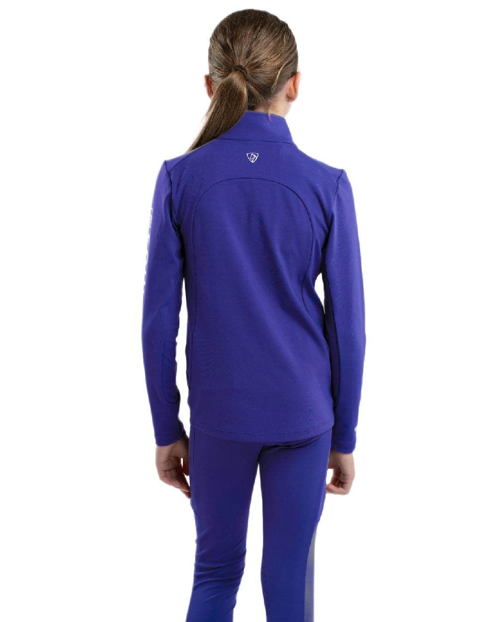 Purple White Coloured Equidry Childrens Water Repellent Base Layer on white background 