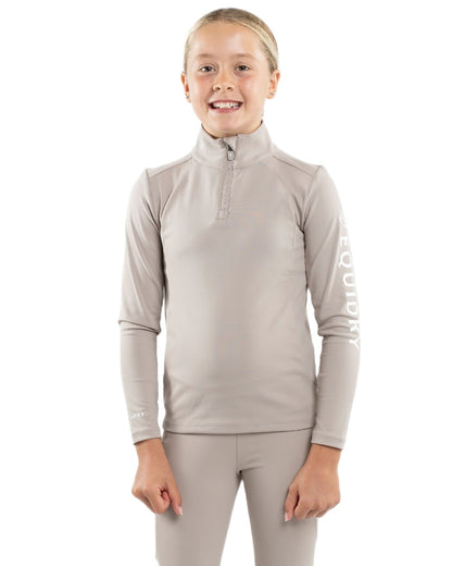 Sand White Coloured Equidry Childrens Water Repellent Base Layer on white background 