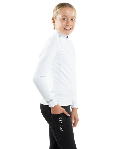 White Reflective Grey Coloured Equidry Childrens Water Repellent Base Layer on white background 