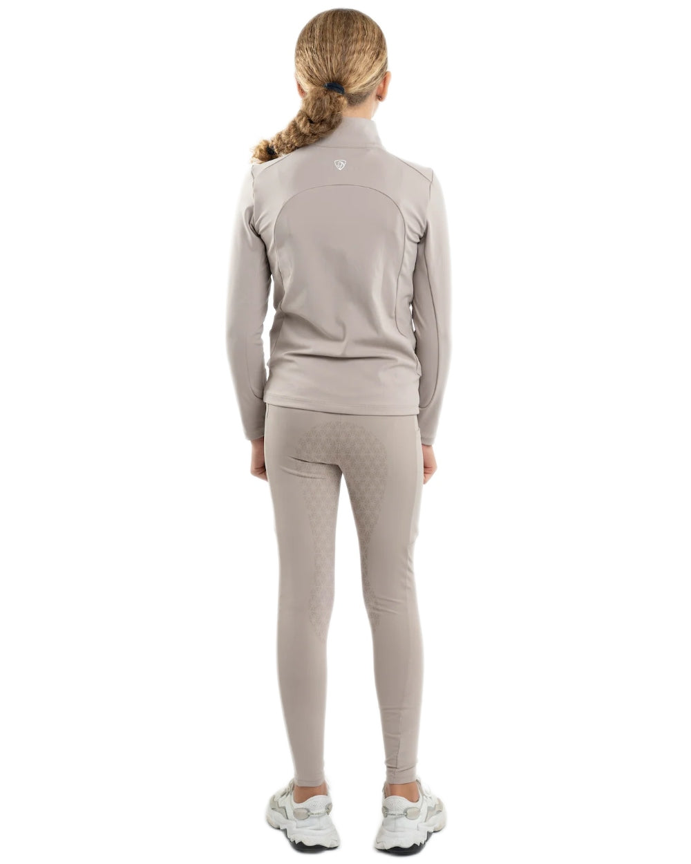 Sand White Coloured Equidry Childrens Water Repellent Full Seat Leggings on white background 