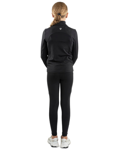 Black White Coloured Equidry Childrens Water Repellent Knee Grip Leggings on white background 