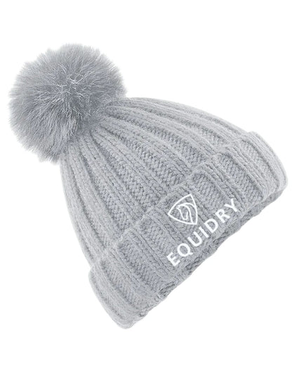 Grey coloured Equidry Chunky Pom Pom Bobble Hat on white background 