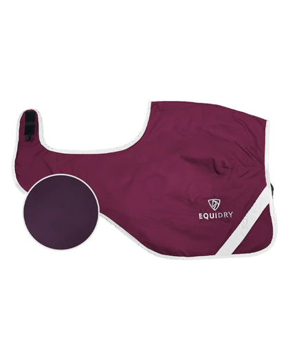 Plum coloured Equidry Waterproof Lite Fleece Lined Exercise Sheet on white background 