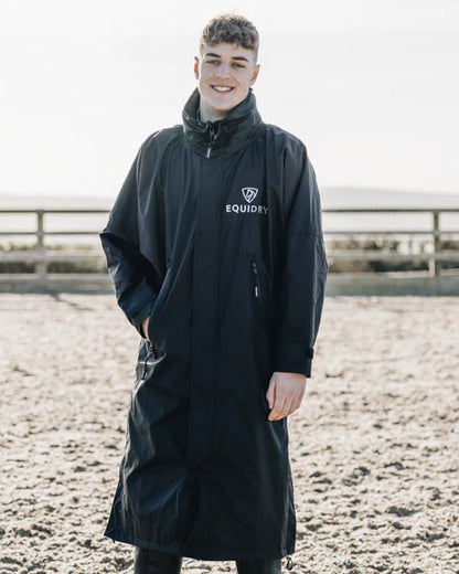 Black coloured Equidry Mens Equimac Evolution Jacket on outdoor background 