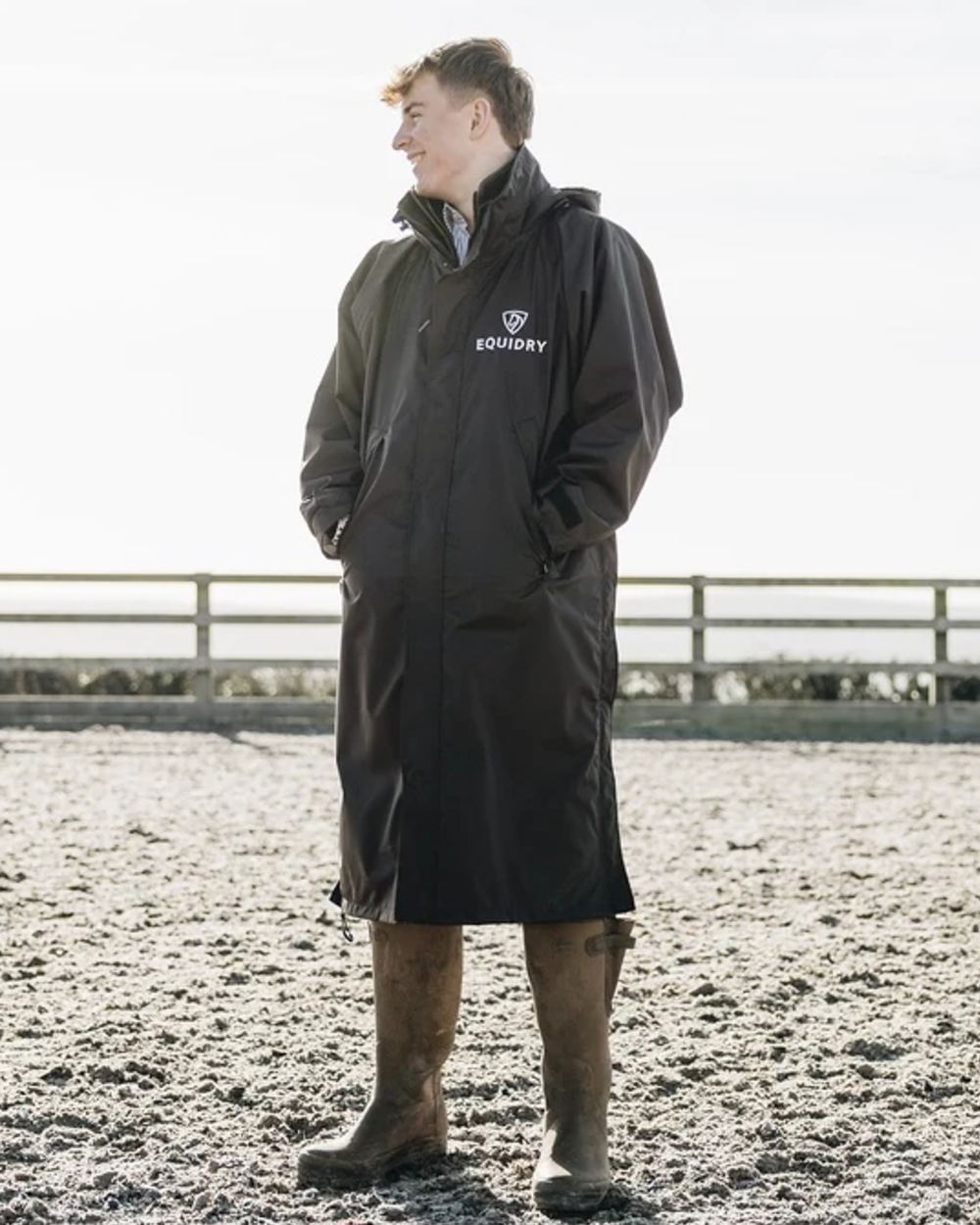 Brown coloured Equidry Mens Equimac Evolution Jacket on outdoor background 