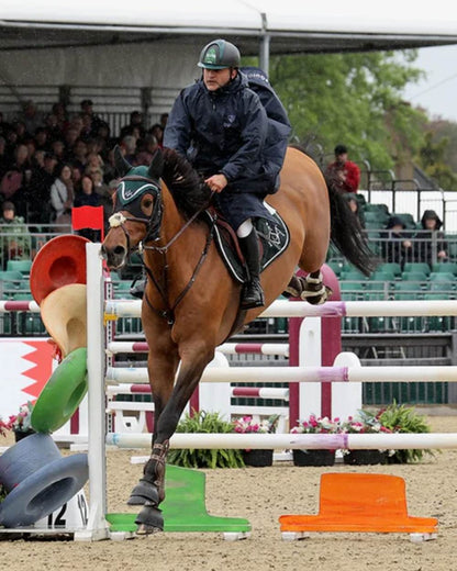 Navy coloured Equidry Mens Equimac Evolution Jacket on outdoor background 