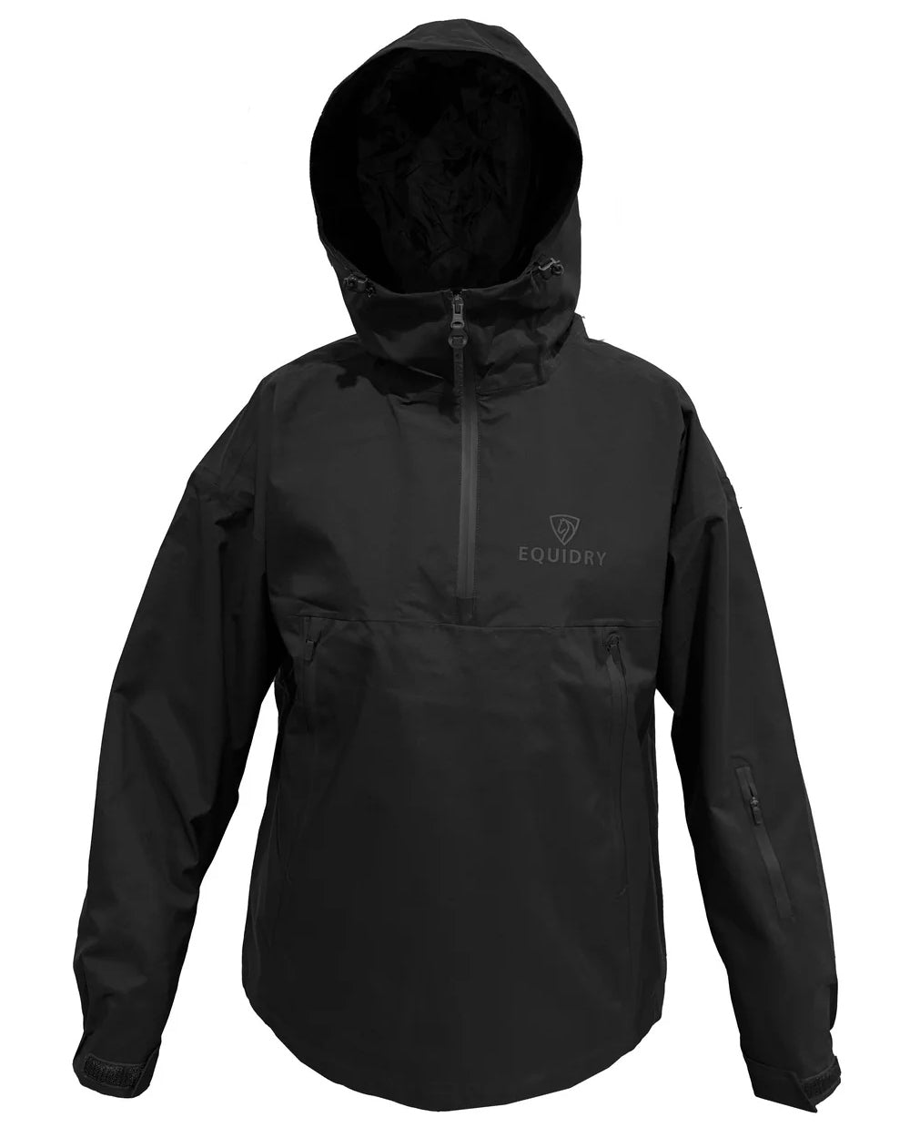 Black coloured Equidry Mens Storm Smock With Velour Lining on white background 