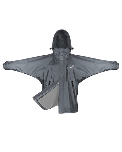 Charcoal coloured Equidry Mens Thin Fleece Shortie Jacket With Stowaway Hood on white background 