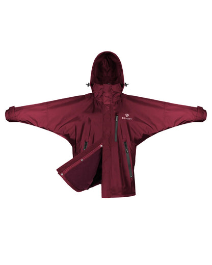 Plum coloured Equidry Mens Thin Fleece Shortie Jacket With Stowaway Hood on white background 